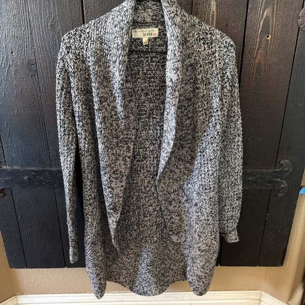im in love with derek open Front Cardigan Size Small Grey Long Sleeve H